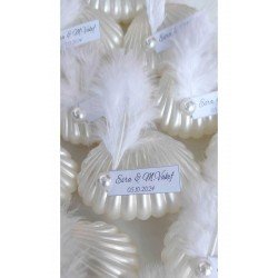 50 Adet Istiridye Hediyelik Mum Süslemeli Çiçek Yeni Sezon Söz Nişan Nikahdüğün Hediyelikleri