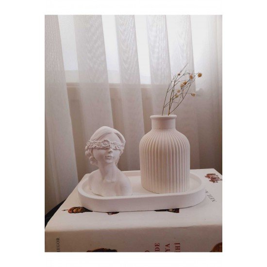 Figürlü 3'lü Kadın Vazo Seti & Dekoratif Obje & Tabak & Vazo & Biblo & Dekoratif Eşya