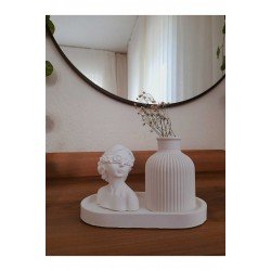 Figürlü 3'lü Kadın Vazo Seti & Dekoratif Obje & Tabak & Vazo & Biblo & Dekoratif Eşya