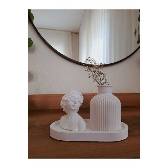 Figürlü 3'lü Kadın Vazo Seti & Dekoratif Obje & Tabak & Vazo & Biblo & Dekoratif Eşya