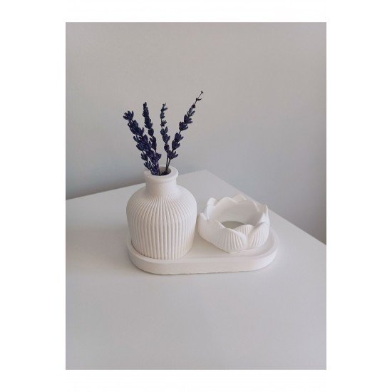 Dekoratif Lotus Luk Vazo Ve Tabak Takımı