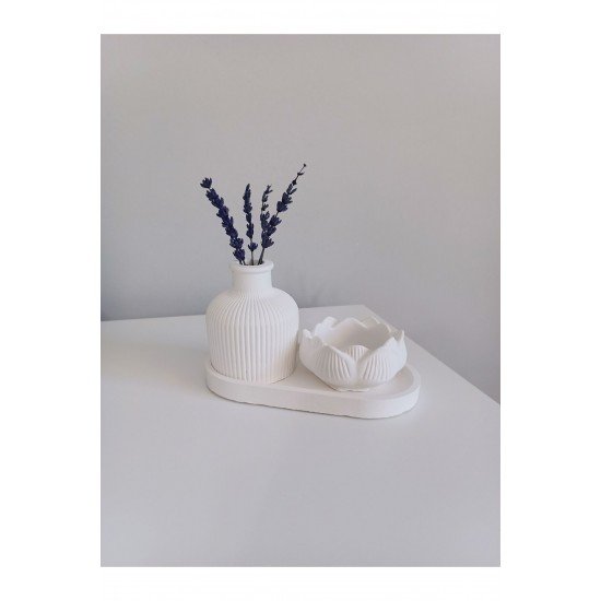 Dekoratif Lotus Luk Vazo Ve Tabak Takımı