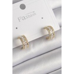 Özel Pirinç Gold Renk Zirkon Taşlı Halka Model Kadın Küpe Fırsat!!!