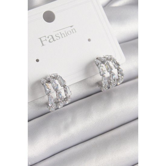 Özel Pirinç Renk Zirkon Taşlı Halka Model Kadın Küpe Fırsat!!!