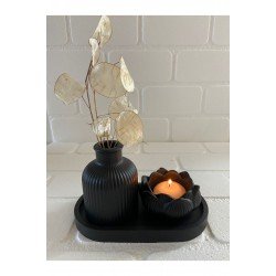 Oval tepsili mumluk ve vazo seti