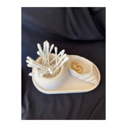 Dekoratif Deniz Kabuğu Ve Oval Saksı Objesi 3’lü Set Salon Objesi Banyo Objesi Dekor