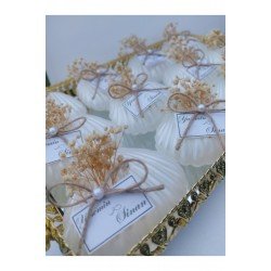 Özel Tasarımlı İnci Süslemeli İstiridye Kutulu İstiridye Mum  Düğün& Kına& Nikah (50 Adet)