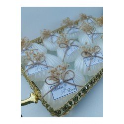 Bernamiofficial Zarif Inci Süslemeli Istiridye Kutulu Istiridye Mum Düğün& Kına& Nikah (50 ADET)