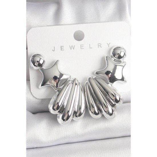 Özel Renk Yıldız Deniz Kabuğu Model Ccb Plastik Kadın Küpe Seti Fırsat!!!