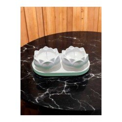 AYD LOTUS ÇİÇEK DEKORATİF MUMLUK & ŞAMDAN 3 LÜ SET DOĞAL TAŞ TOZU