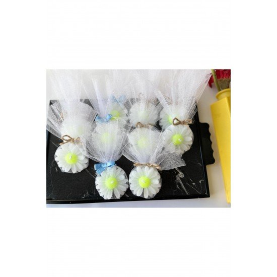 Papatya Mum Dekoratif Hediyelik Söz Nişan Kına Nikah Mumu