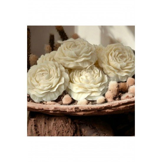 Bernami Dekoratif Şakayık Çiçeği Vanilya Kokulu 2'li Mum-çiçek Mum-kokulu Mum