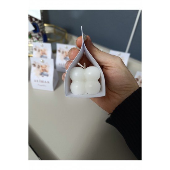 Bebek Hediyesi Mevlüt Doğum Günü Karton İçerisinde Mini Bubble Mum 10 Adet