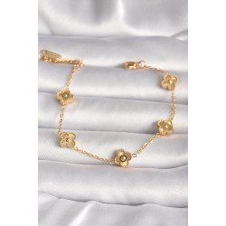 Özel Çelik Gold Renk Boy Yonca Model İşleme Detay Kadın Bileklik Fırsat!!!