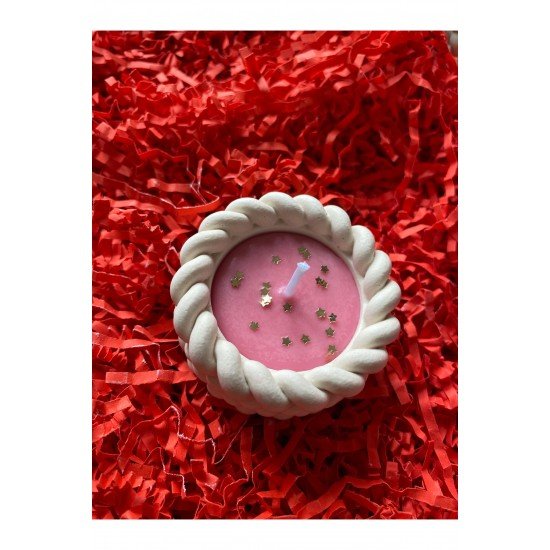 Burgu (Örgü) Desenli Bebek Pudrası Kokulu Mum