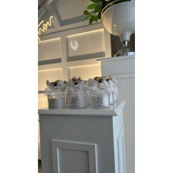 25 adet Mika Kapaklı kutu Çiçekli Mum - Şık Hediyelik Söz, Nişan ve Özel Günler İçin