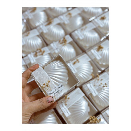 Kutulu içi mumlu İstiridye Hediyelik 10 Adet Söz Nişan Hediyelik