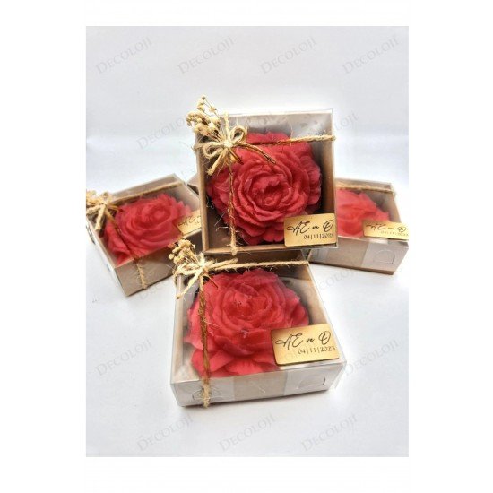 Söz, Nişan, Kına, Düğün, Mevlüt, Sünnet, Nikah Şekeri Hediyelik Hatıra Kırmızı Şakayık Mum, 10 Adet