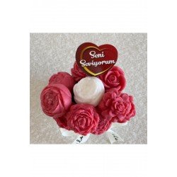 Buket mum, çiçek mum, çiçek, buket, dekoratif mum, hediyelik mum, sevgililer günü hediyesi
