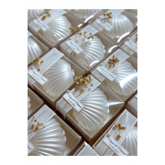 Kutulu içi mumlu İstiridye Hediyelik 10 Adet Söz Nişan Hediyelik