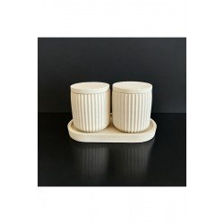 2’li Dekoratif Beyaz Kapaklı Diş Fırçalık, Makyaj Fırçası Düzenleyici, Organizer Ev Dekorasyonu