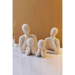 Dekoratif Obje Biblo Heykel Beton İki Çocuklu Aile Set
