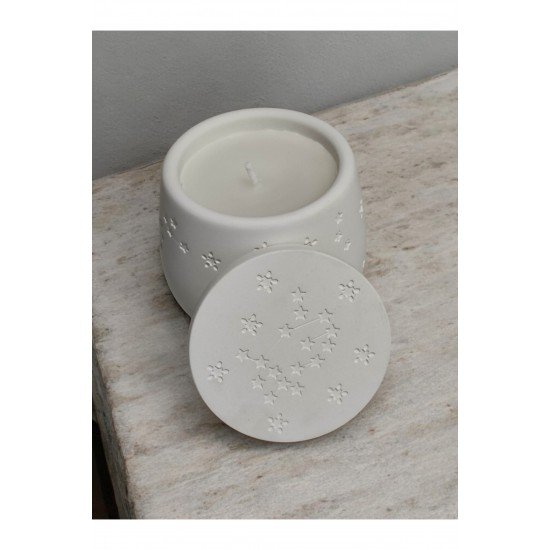 Seramik Yıldız Desenli Kapaklı Mum - Zarif Tasarım