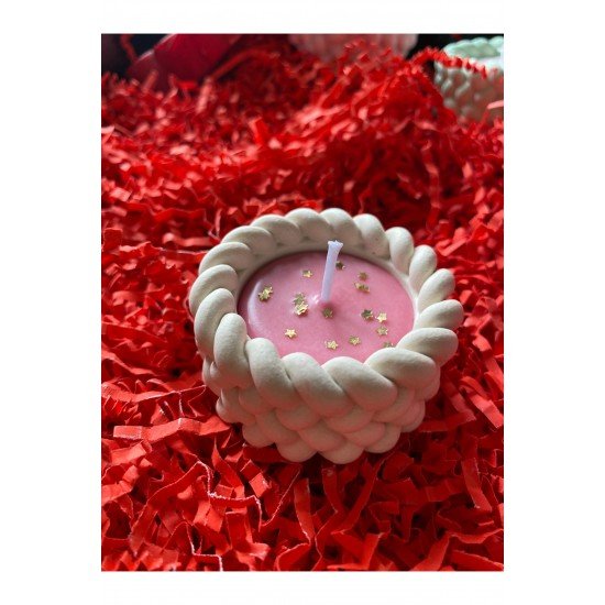 Burgu (Örgü) Desenli Bebek Pudrası Kokulu Mum