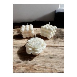 Dekoratif Şakayık ve Bubble Mum 3'lü Hediyelik Mum Seti