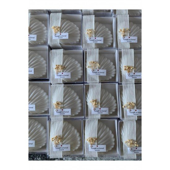 10 Adet Hediyelik Kutulu Istiridye Mum Süslemeli,doğum,sünnet,düğünnişansöz,kına,doğumgünü