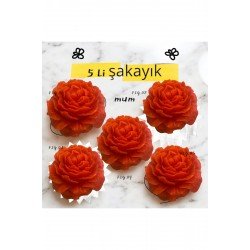 Kırmızı şakayık yüzen mum düğün, nışan, kına gecesi hediyelik vanilya kokulu mum 5 ADET