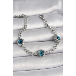 Özel Çelik Renk Zincir Model Nazar Boncuklu Kadın Bileklik Fırsat!!!