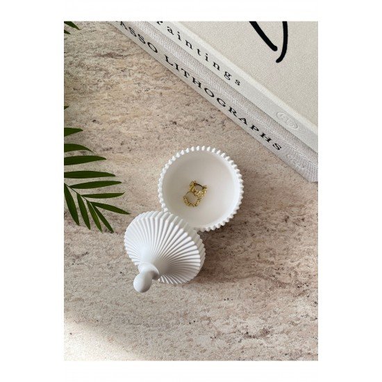 Dekoratif Kapaklı Takı Kutusu | Beyaz