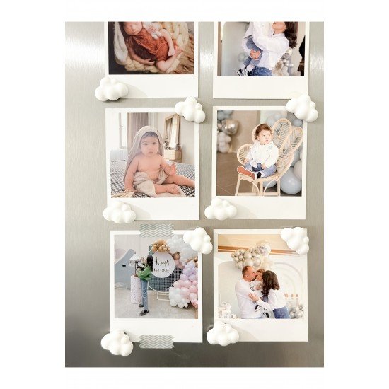 8'li Mini Bulut Buzdolabı Magneti | Muknatıslı Fotoğraf Tutucu Magnet