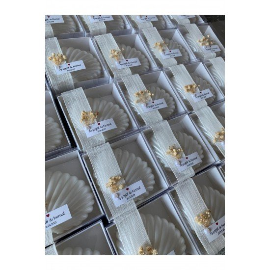 10 Adet Hediyelik Kutulu Istiridye Mum Süslemeli,doğum,sünnet,düğünnişansöz,kına,doğumgünü