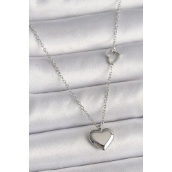 Özel Çelik Renk Zincir Kalp Detay Kalp Figür Kadın Kolye Fırsat!!!