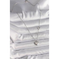 Özel Çelik Renk Zincir Kalp Detay Kalp Figür Kadın Kolye Fırsat!!!