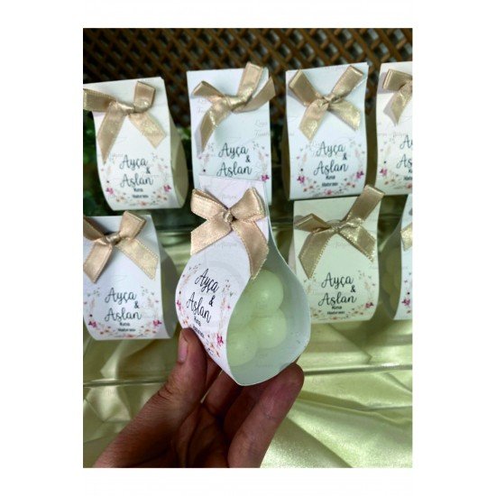 20 Adet k-Kartlı Mini Bubble Mum, Nikah Şekeri, Doğum, Sünnet,Nişan Söz, Kına, Doğum Günü