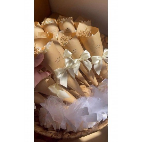 Bernamiofficial Kişiye Özel Düğün|nişan|söz|kına| Hediyelik Vanilya Papatya Mum Buket- 15 Adet