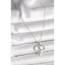 Özel Çelik Renk Zincir Zirkon Taş Detaylı Kalp Model Kadın Kolye Fırsat!!!