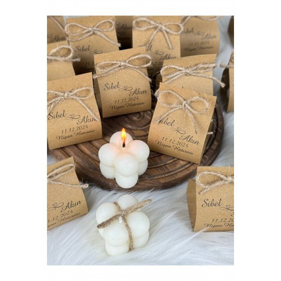 50 Adet Bubble Kraft Kağıt Mum Hediyelik