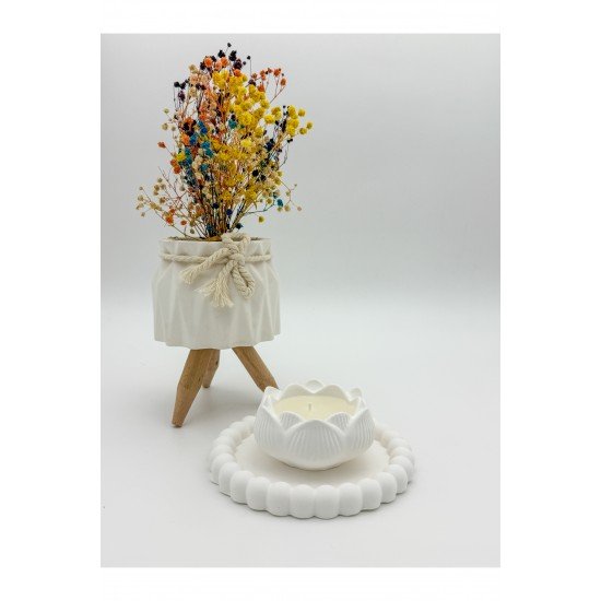 Pinterest Vanilya Kokulu Dekoratif Tepsili Gül Desenli Mum Seti – Şıklık ve Estetik Dokunuş