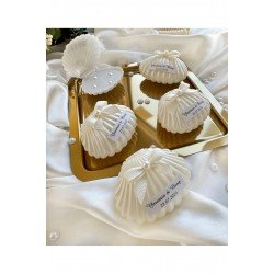 İnci ve Fiyonk Detay Sedefli İstiridye Mum Söz, Nişan, Nikah, Doğum günü, Düğün, Hediyelik -15 Adet