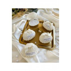 İnci ve Fiyonk Detay Sedefli İstiridye Mum Söz, Nişan, Nikah, Doğum günü, Düğün, Hediyelik -15 Adet