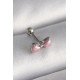 Özel Çelik Renk Pembe Kurdele Zirkon Taş Detay Tragus Piercing Fırsat!!!