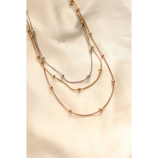 Özel Çelik Renkli Topçuk Tasarımlı Çoklu Kolye Fırsat!!!