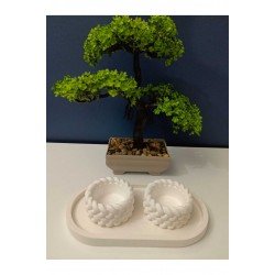 Örgü Mumluklar ve Şık Beton Tepsi ev dekorasyonunuza hava katacak dekoratif obje mumluk