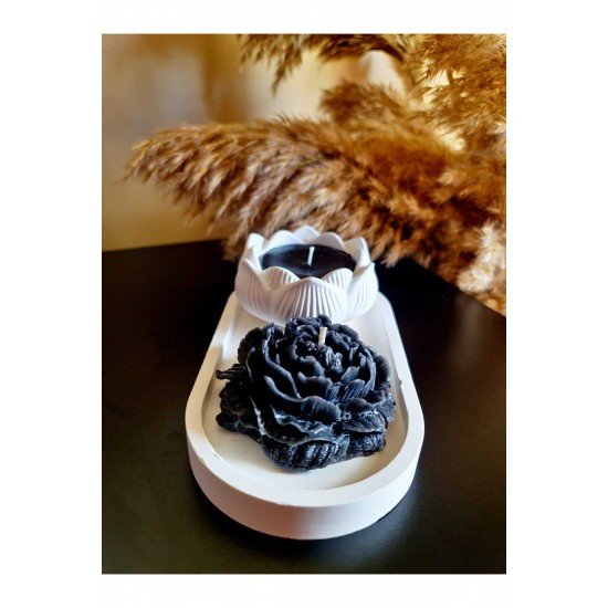 Siyah Beyaz Dekoratif Set & 3'lü Set & Siyah Şakayık