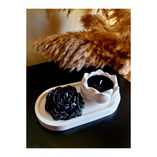 Siyah Beyaz Dekoratif Set & 3'lü Set & Siyah Şakayık