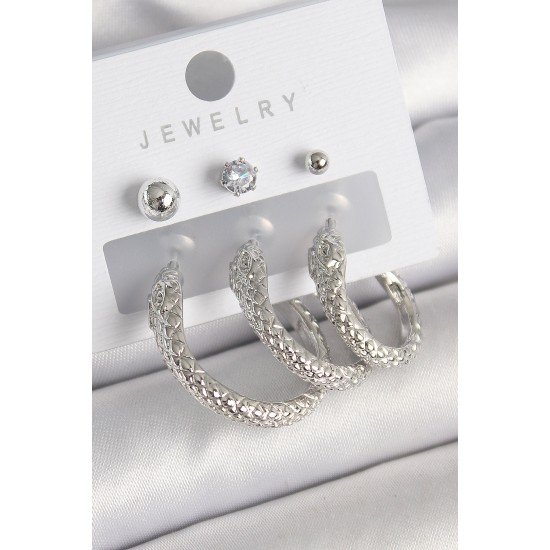 Özel Pirinç Gold Renk Zirkon Taş Detaylı Halka Yılan Model Kadın Küpe Seti Fırsat!!!